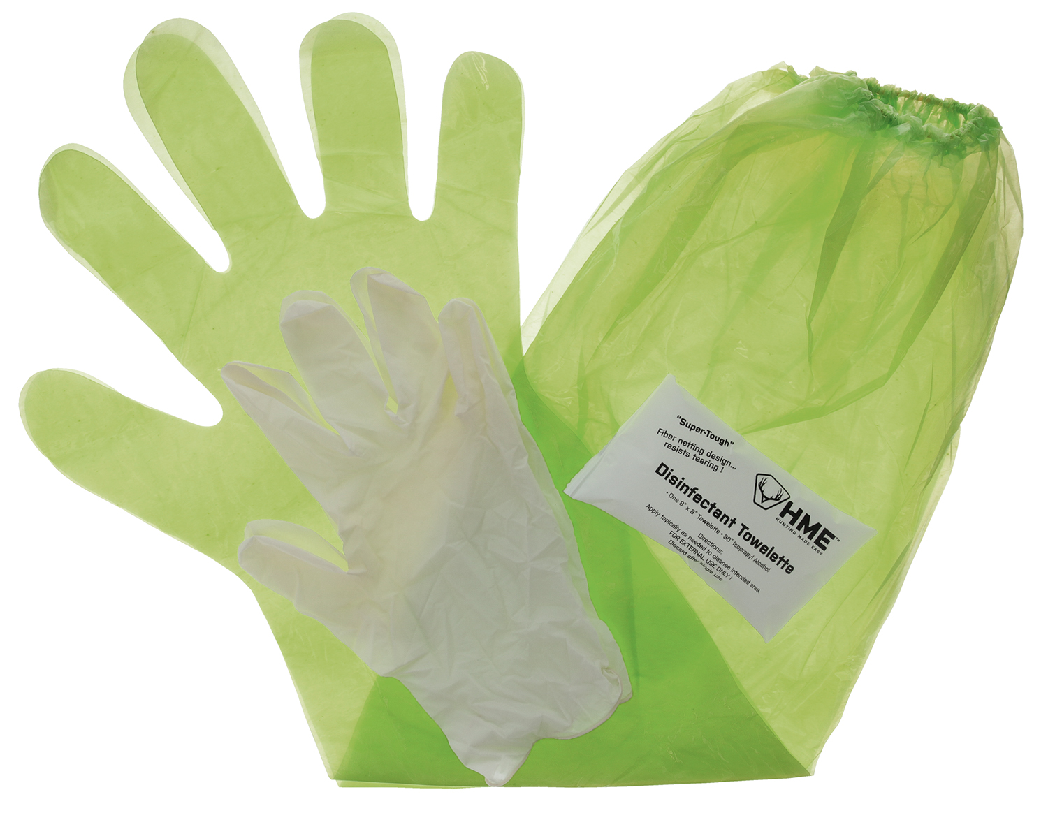 HME GCG Game Clean Gloves Lime Green Shoulder Length/Form Fitting 4 Pack