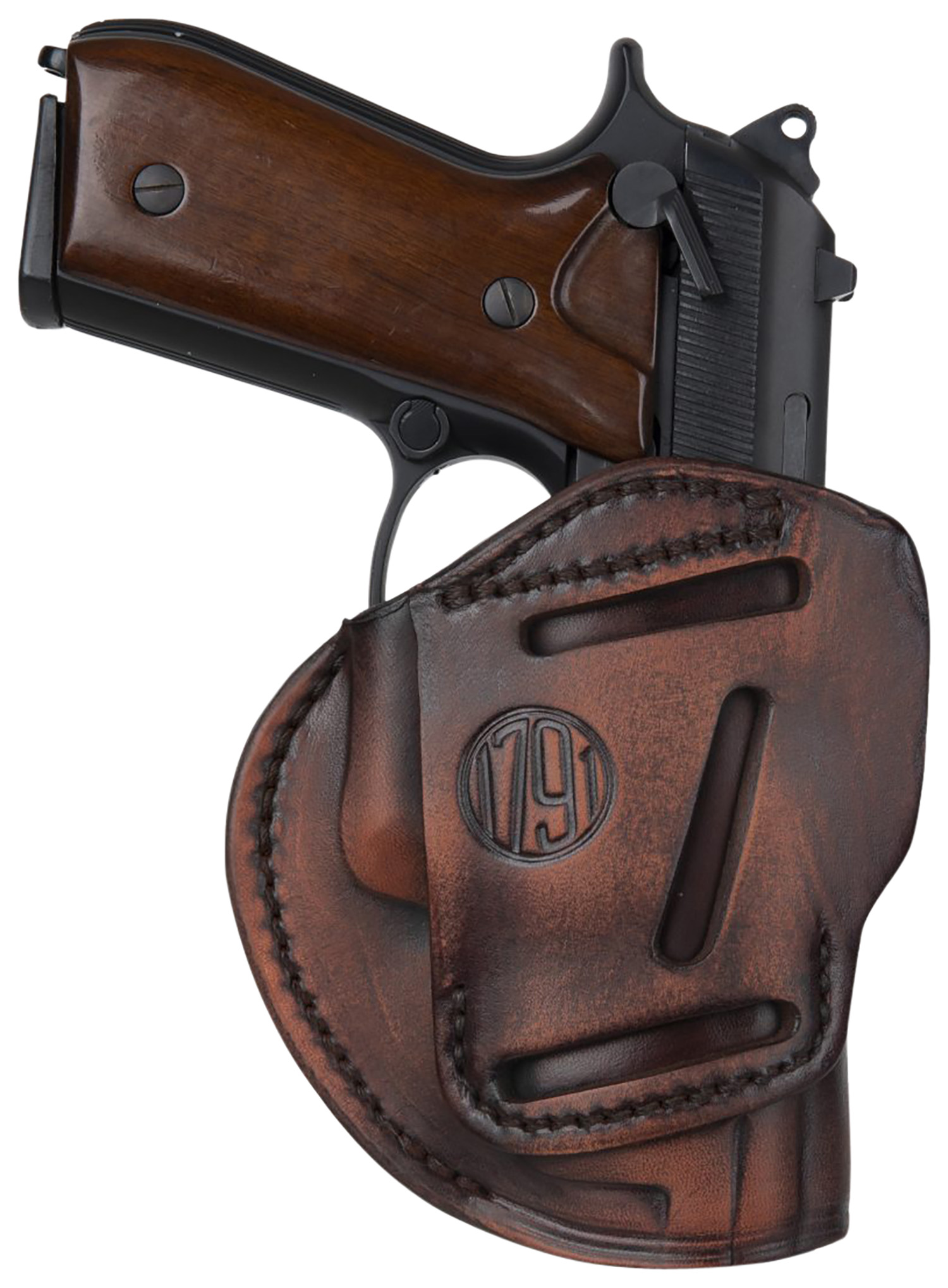 1791 Gunleather 3WH5VTGA 3-Way  OWB Size 05 Vintage Leather Belt Loop/Glock 17/HK VP9/MP9 Ambidextrous Hand