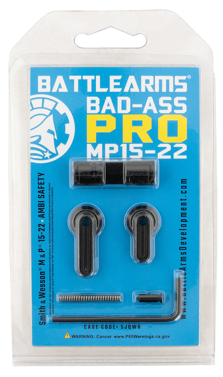 Battle Arms Development BADASSPRO Bad-Ass-Pro Reversible Safety Selector Black Phosphate Steel, Ambidextrous, 90/60 degree for S&W M&P15-22