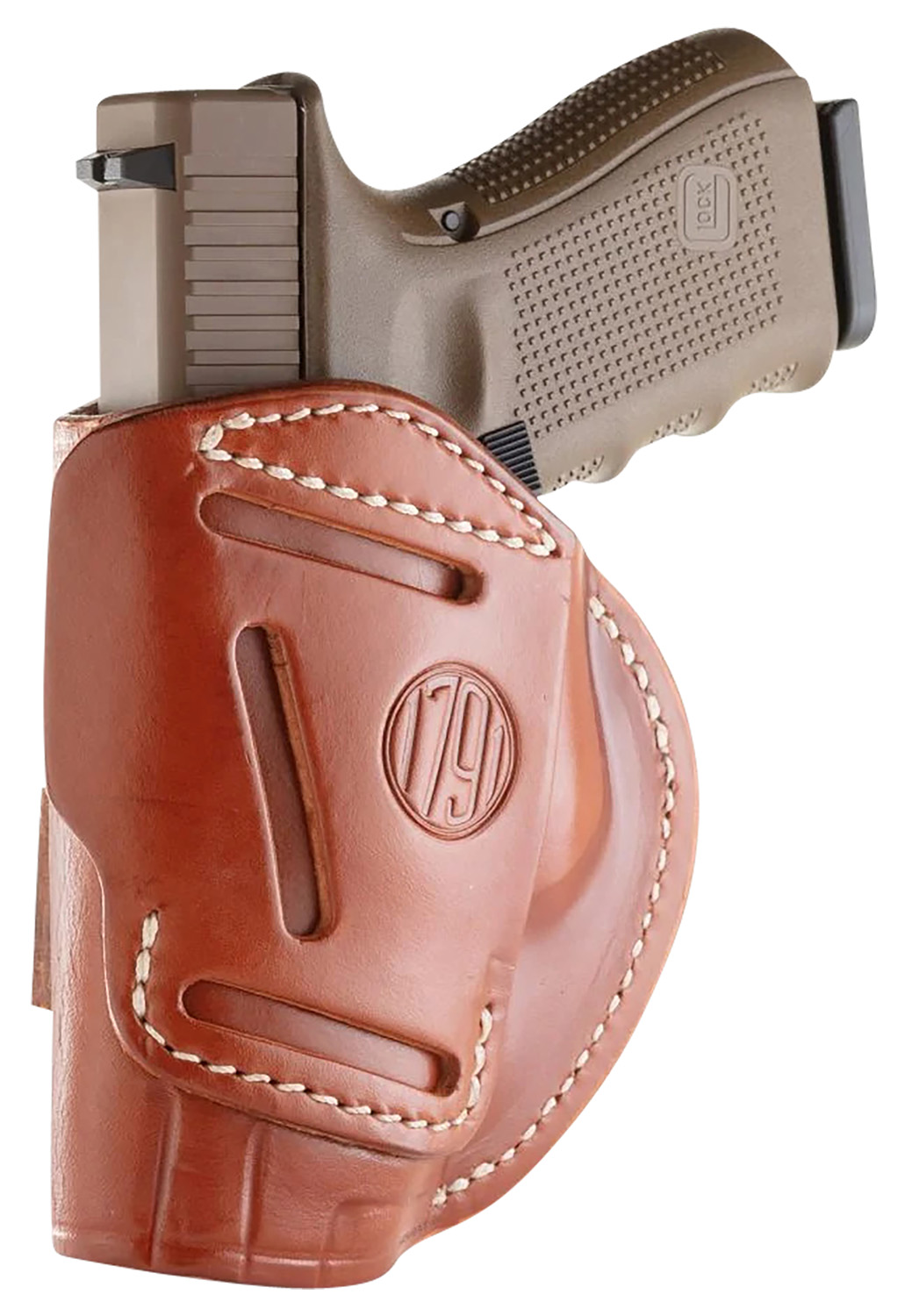1791 Gunleather 4WH6CBRR 4-Way  IWB/OWB Size 06 Classic Brown Leather Belt Clip Compatible w/ Glock 17/Ruger American Pistol Ambidextrous