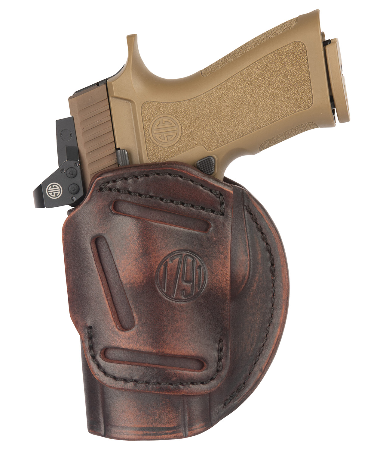 1791 Gunleather 4WH6VTGR 4-Way  IWB/OWB Size 06 Black Leather Belt Clip Compatible w/Glock 21/Walther PDP Ambidextrous