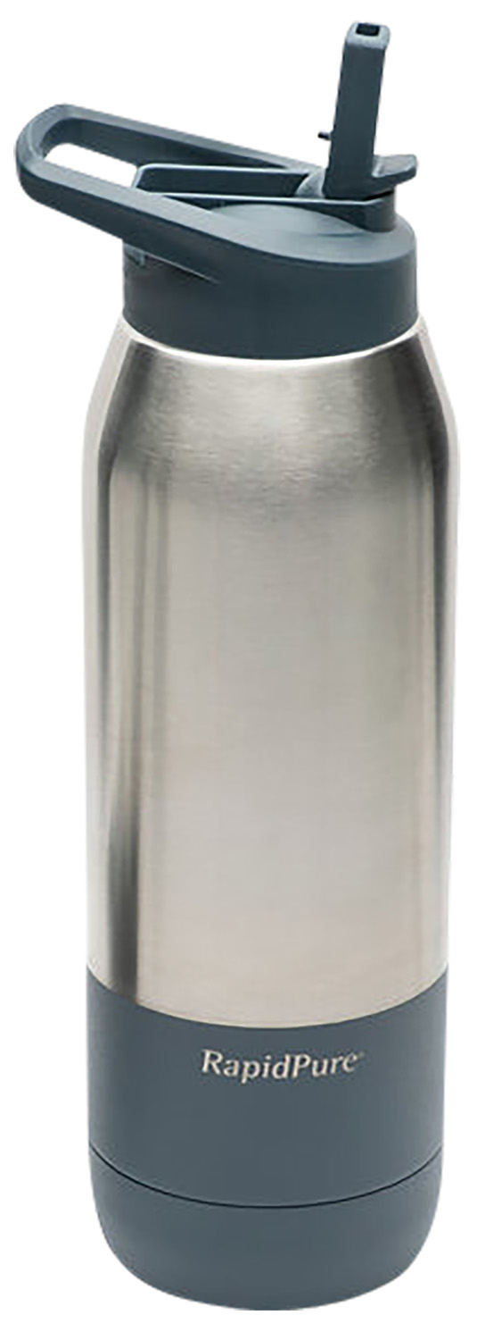 RapidPure 01600124 RapidPure Purifier For Most 2.5 Inch Water Bottles Silver Stainless Steel 3.5 Inch x 3.5 Inch x 11.1 Inch Includes Ultralight Straw | 707708201240