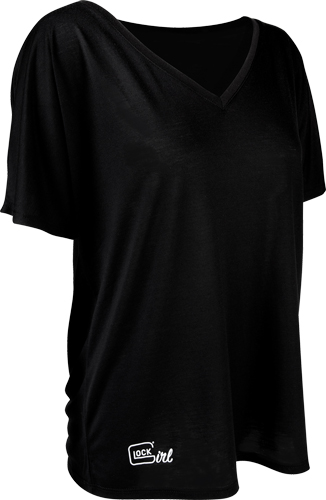 Glock AP960351 Glock Girl Relaxed  Black Pre-Shrunk Cotton Short Sleeve V-Neck Medium