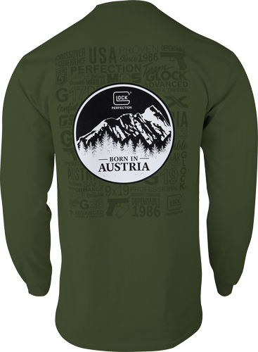 Glock AP96068 Born In Austria  Military Green Pre-Shrunk Cotton Long Sleeve XL
