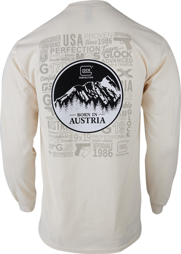 Glock AP96073 Born In Austria  Tan Pre-Shrunk Cotton Long Sleeve Large