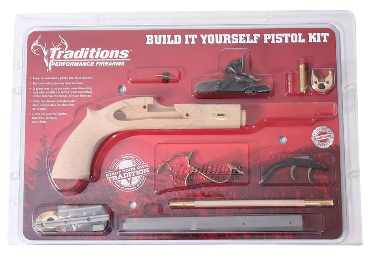 Traditions KPC50902 Trapper Pistol Kit 50 Cal Flintlock 9.75