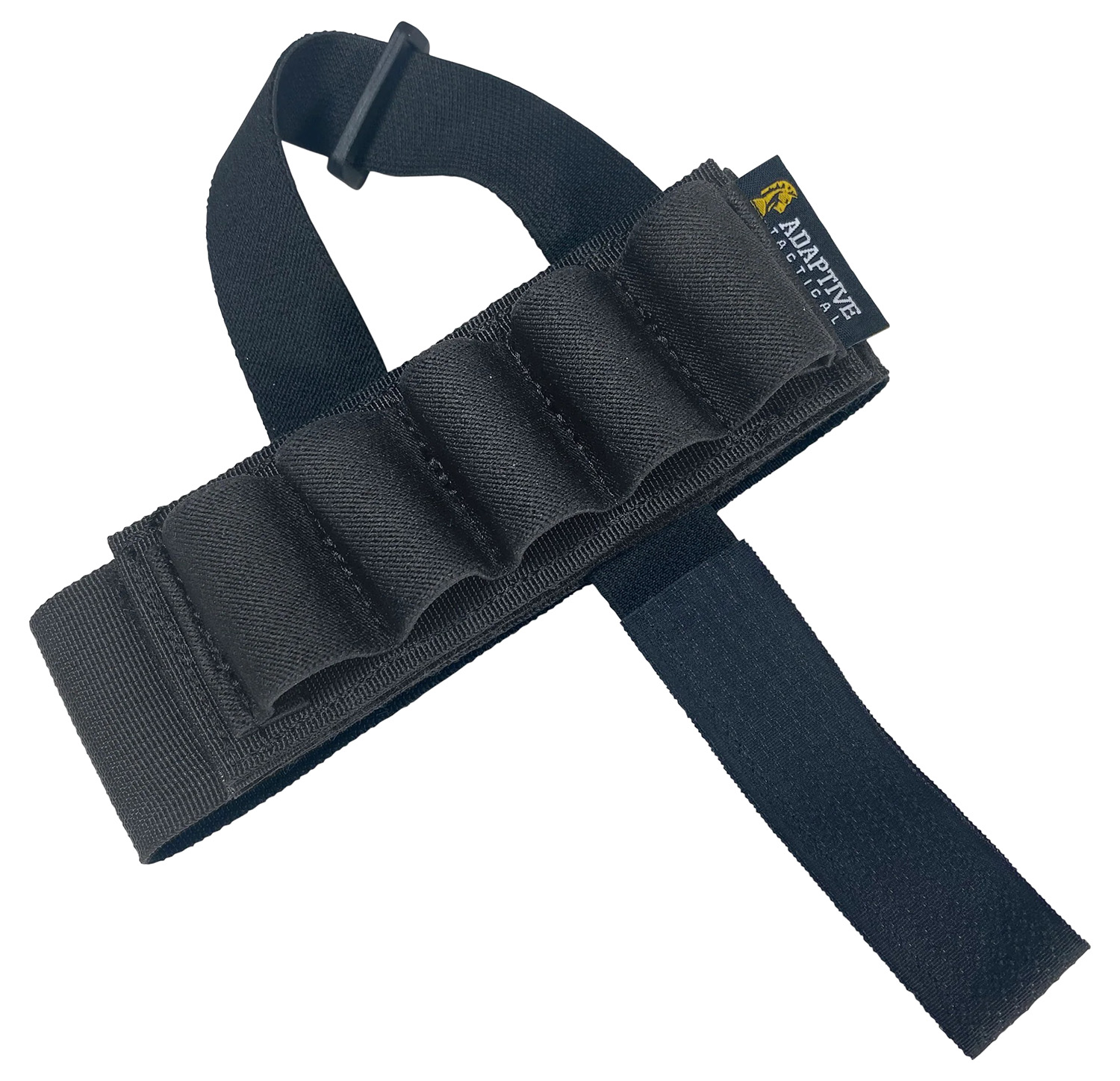 ADAPTIVE TACTICAL AT06400 Stock Mounted Shell Carrier  5rd Shotshells, Removable Black Nylon, Non Slip Loops, Adj. Stock Fit