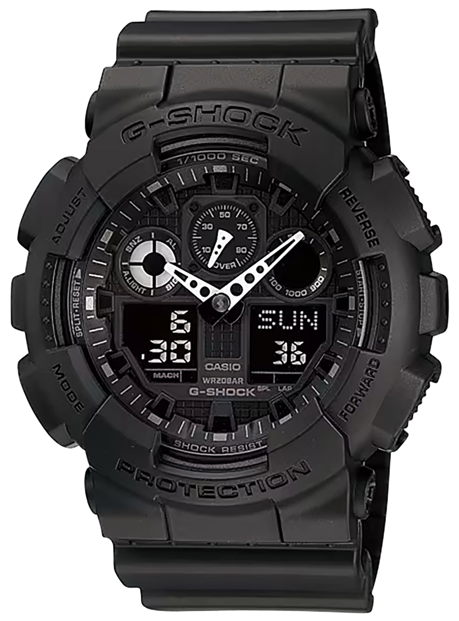 Gshock/vlc Distribution GA1001A1 GShock Tactical XL 52mm Keep Time Black Features Stopwatch/Speedometer | 079767443849