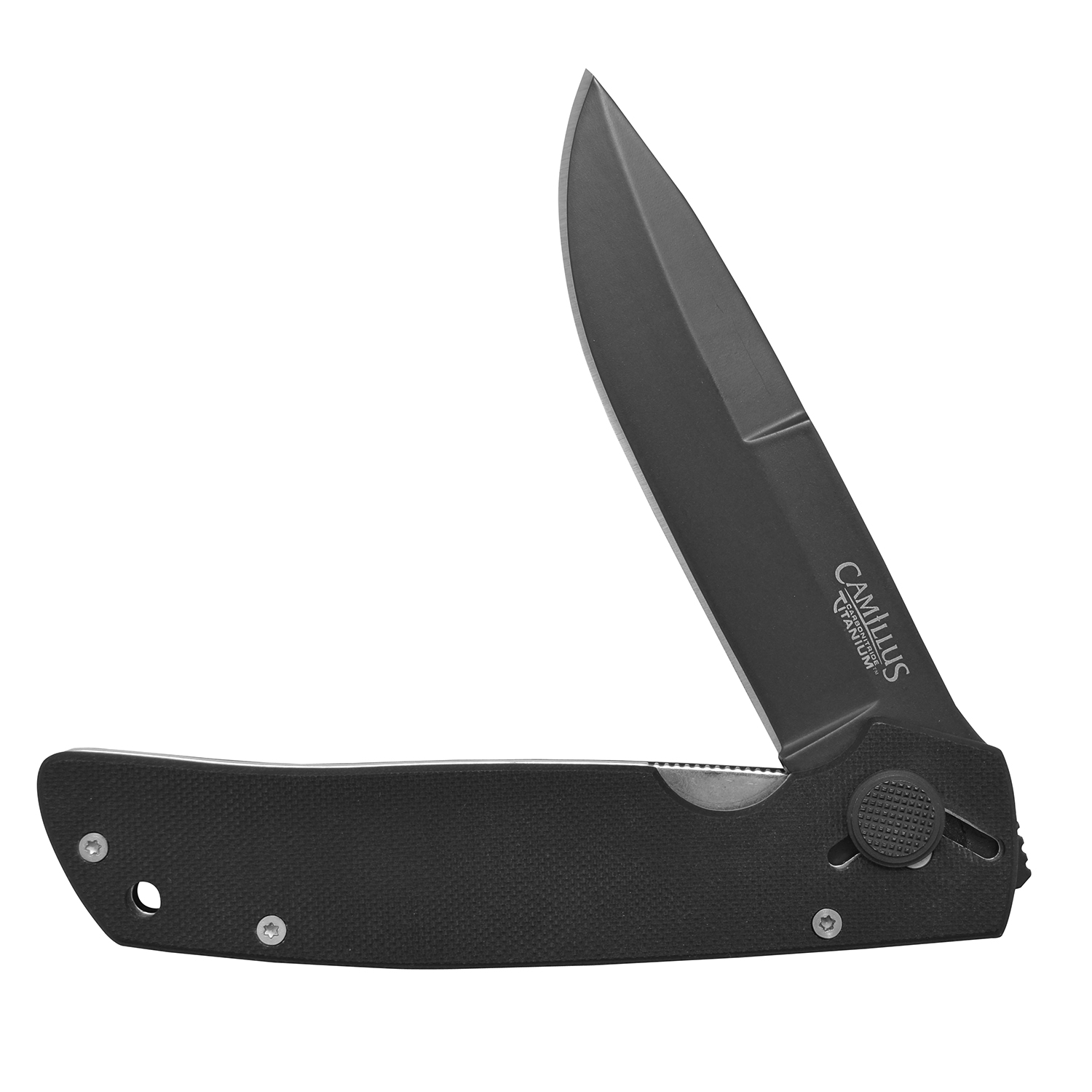Camillus 18533003 Cuda  3.75 Inch Plain Drop Point Black AUS8 Carbonitride Titanium Blade, Black G10 Handle | 016162185332
