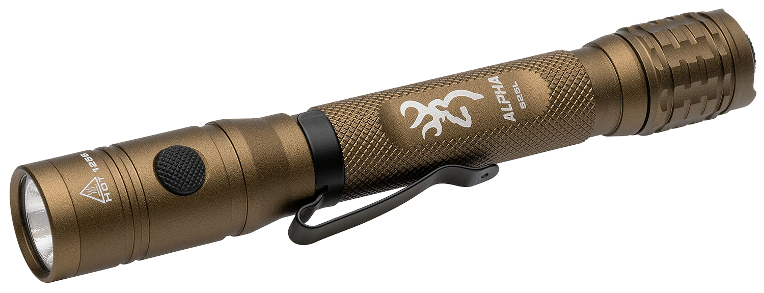 Browning 3711256 Alpha 2AA Flashlight  Burnt Bronze 36/525 Lumens White LED/Green | 023614990543