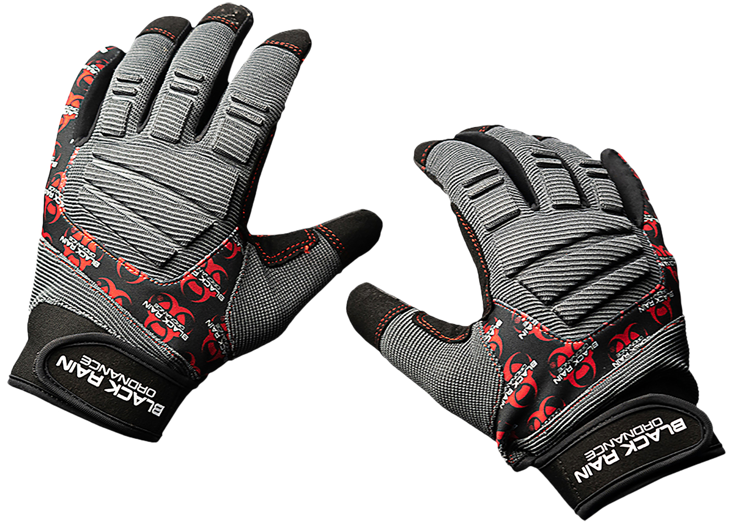 Black Rain Ordnance TACTGLOVEGRY/BLK/RD Tactical Gloves  Black/Gray/Red Small Velcro | 731919387158
