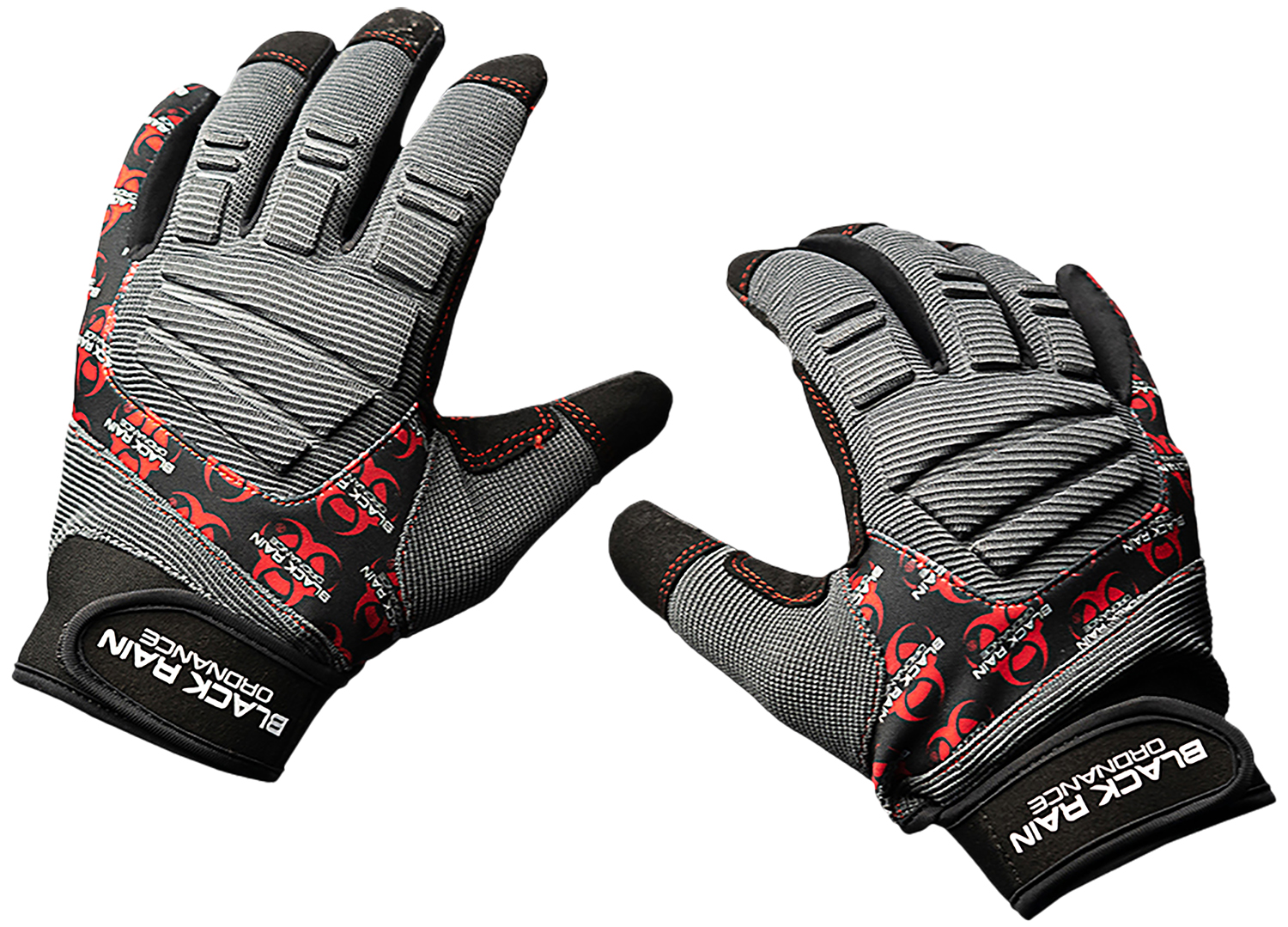 Black Rain Ordnance TACTGLOVEGRY/BLK/RD Tactical Gloves  Black/Gray/Red Medium Velcro | 731919387165