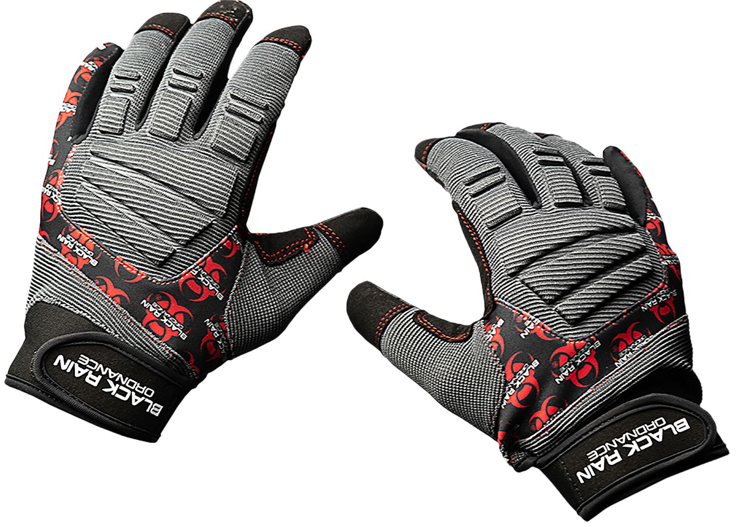 Black Rain Ordnance TACTGLOVEGRY/BLK/RDL Tactical Gloves  Black/Gray/Red Large Velcro | 731919387172