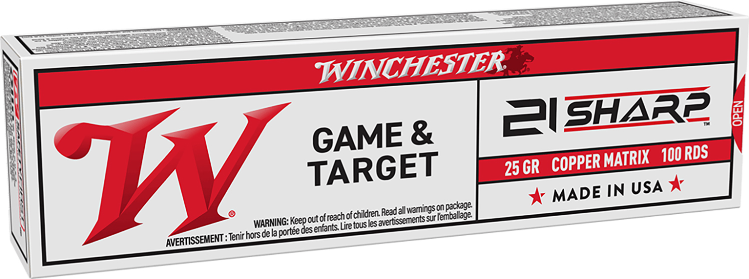 Winchester Ammo S21SLF USA  21Sharp 25gr Copper Matrix 100 Per Box/20 Case  | .21 SHARP | 020892104921