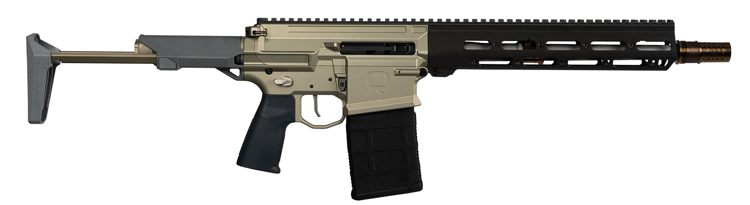 Q LLC BOOMBOX8612INSBR Boombox  8.6 Blackout 201 12 Inch Bead Blasted Tapered Threaded Barrel, Black Anodized Picatinny Rail Aluminum Receiver, Adj Folding Stock, Reptilia CQGNB Grip  | 8.6 BLK | 810152960783