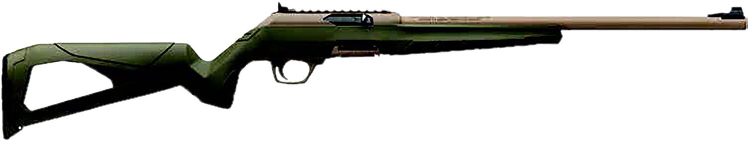 Winchester Repeating Arms 521158102 Wildcat SR 22 LR 101 16.50 Inch Flat Dark Earth Button Rifled Barrel, Flat Dark Earth Picatinny Rail Polymer Receiver, Adj Cheek Piece  LOP OD Green Synthetic Stock  | .22 LR | 048702027390