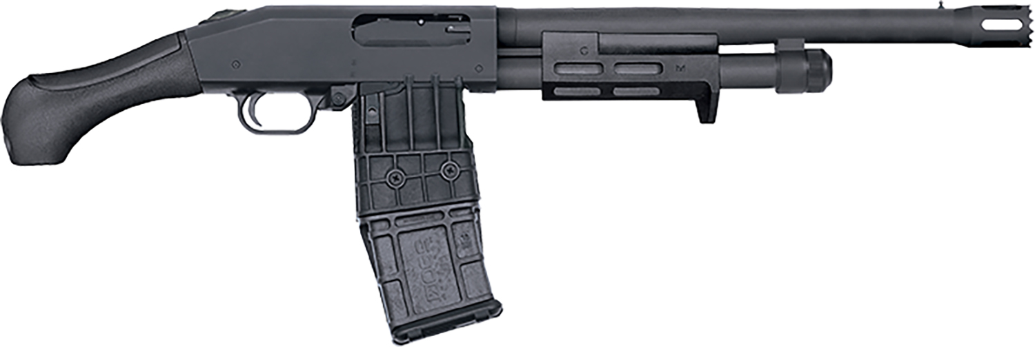Mossberg 50217 590M Breacher 12 Gauge Pump 2.75 Inch 101 14.38 Inch Matte Blued Heavy Walled Barrel, MLOK Forend, Matte Blued Drilled  Tapped Receiver, Black Birdshead Grip  | 12GA | 015813502177