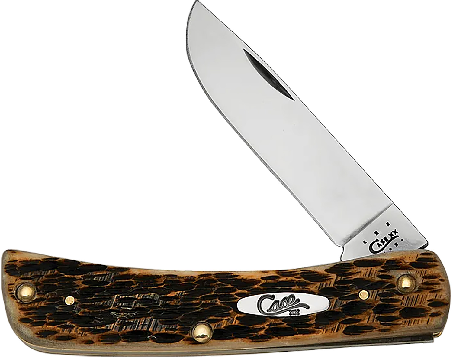 Case 00245 Sod Buster Jr. Plain Peach Seed Jigged Amber Bone Handle | 021205002453