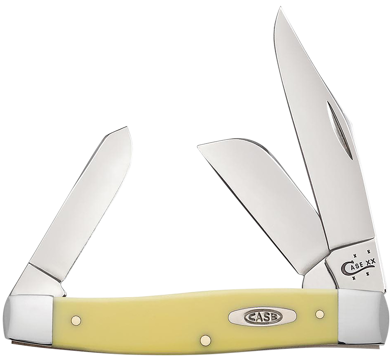 Case 00203 Stockman  Large Folding Clip Point/Spey Plain Tumble Polish Carbon Steel Blade/Smooth Yellow Synthetic Handle | 021205002033