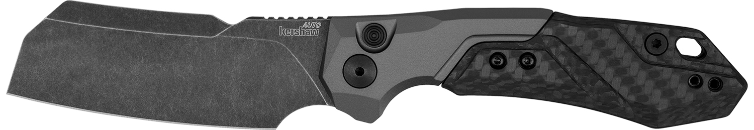 Kershaw 7850 Launch 14 Automatic 3.38 Inch Cleaver Plain Black Oxide Blackwash CPM 154 SS, Blade Black Anodized Aluminum/Carbon Fiber Handle | 087171062105
