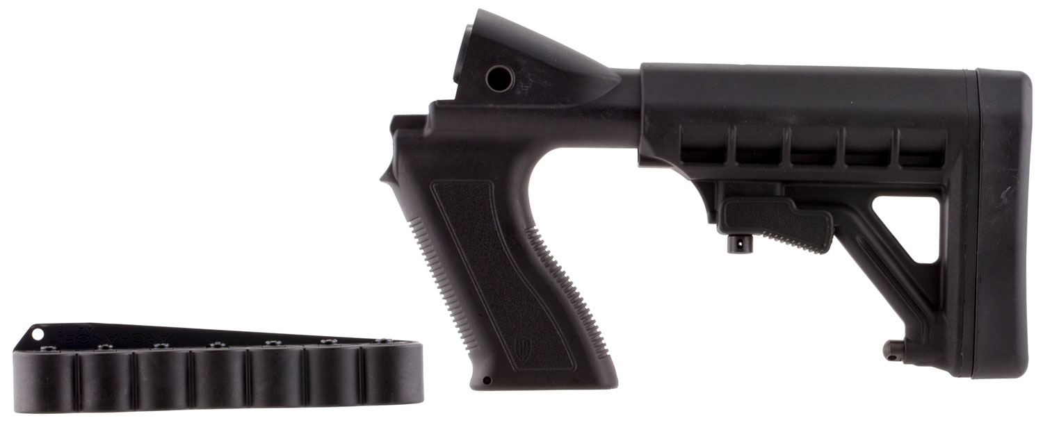 Archangel AA50088 Tactical Pistol Grip Stock  Black Synthetic 6 Position with Shell Holder for 12 Gauge Mossberg 500, 590; Maverick 88