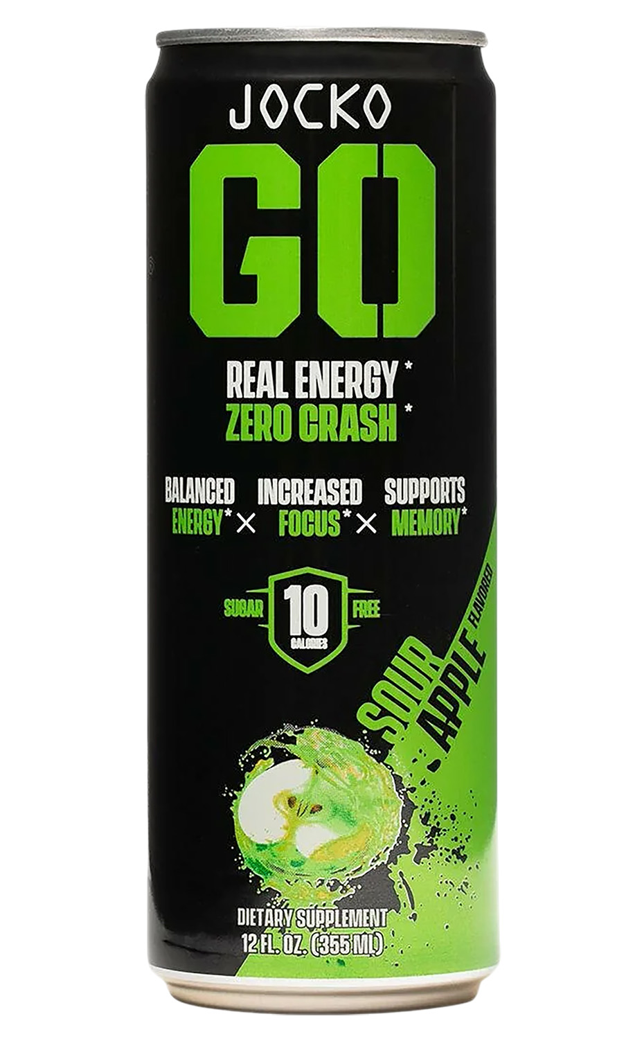 Jocko Fuel 29003 Sour Apple Energy Drinks 12oz 12Pack | 810076290031