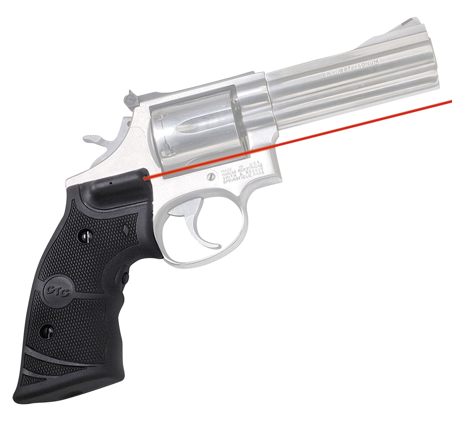 Crimson Trace LG308 Lasergrips  5mW Red Laser with 633nM Wavelength & 50 ft Range Black Finish for  Round Butt S&W Hog Hunter K & L Frame