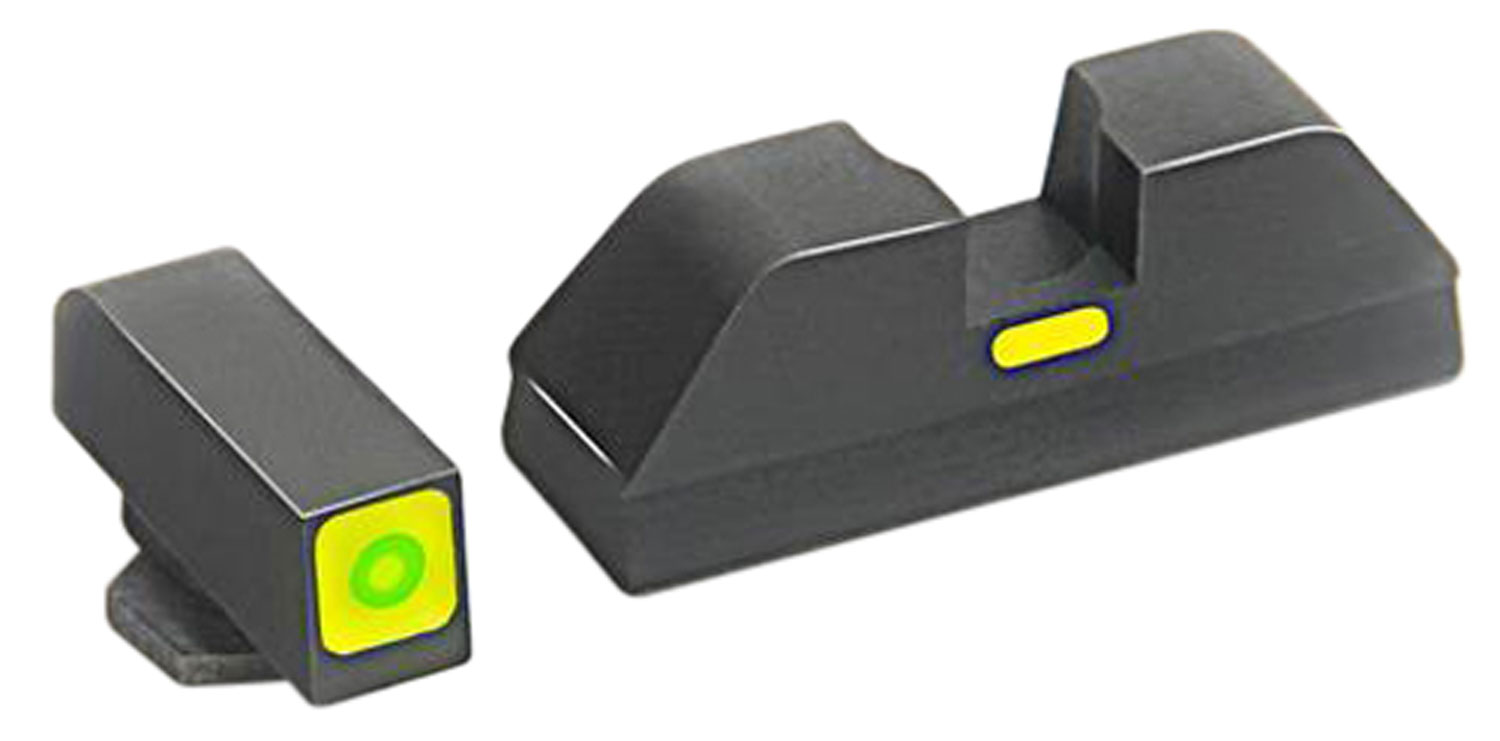 AmeriGlo GL605 CAP Night Sights Set Tritium Green/Black w/LumiGreen, Black Frame Compatible w/Glock 42/43/43x/48 Gen1-5