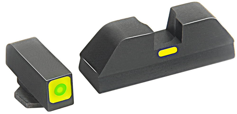 AmeriGlo GL615 CAP Night Sights Set Tritium Green/Black w/LumiGreen Outline, Black Frame Compatible w/Glock 20/21/29/30/31/32/36/40/41 Gen1-4