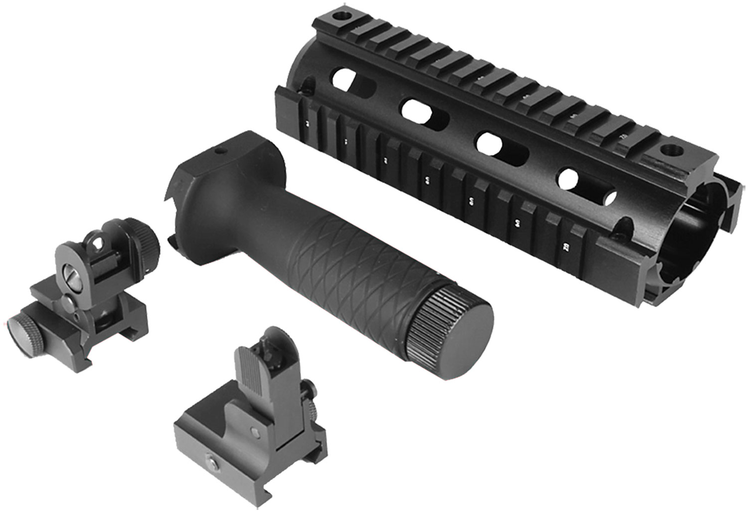 Aim Sports ACAR02 Combo Kit  Aluminum Black Anodized Forend Includes Flip Up Front & Rear Sights for AR-15, M4
