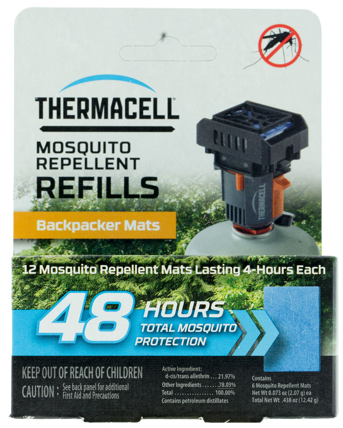 Thermacell M48 Backpacker Repellent Refills Effective 15 ft Odorless Scent Repels Mosquito Effective Up to 48 hrs 12 Mats | 843654000725