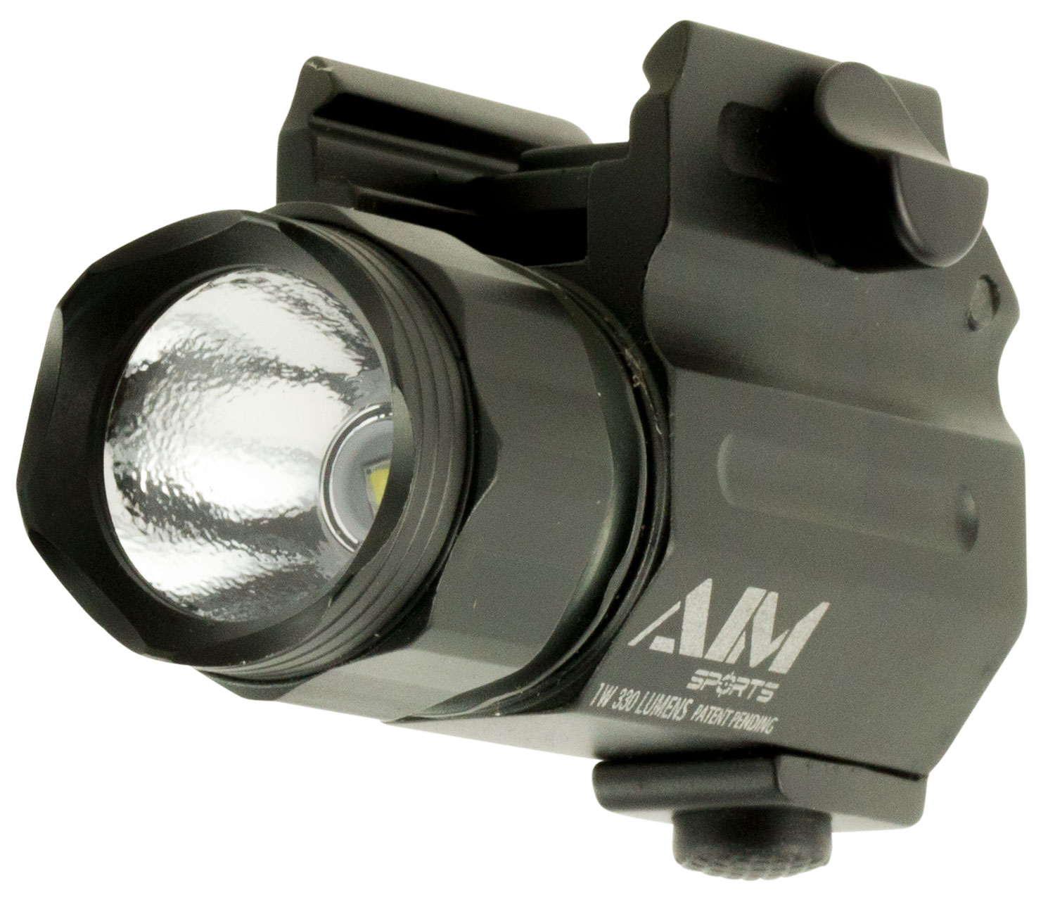Aim Sports FQ330C Compact Weapon For Compact Pistol 330 Lumens Output White/Red/Green/Blue Cree LED Light Weaver Quick Release Mount Black Anodized Aluminum