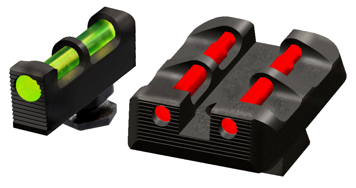 HiViz GLT178 Target Sight Set Interchangeable Fiber Optic LitePipe Green, Red, White Front, Black, Green, Red, Rear Black Frame for Most Glock (Except 42,43,43x,48)