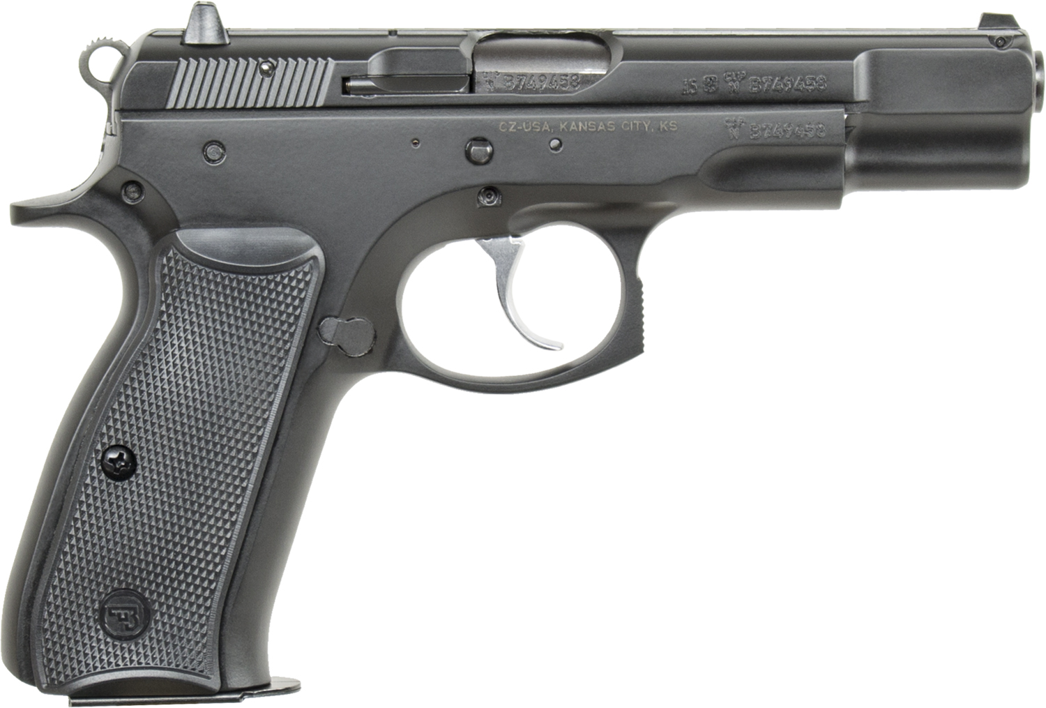 CZUSA 01102 CZ 75 B CA Compliant 9mm Luger 4.60 Inch 101 Overall Black Finish with Inside Railed Steel Slide, Polymer Grip  NonTilted Barrel | 806703011028