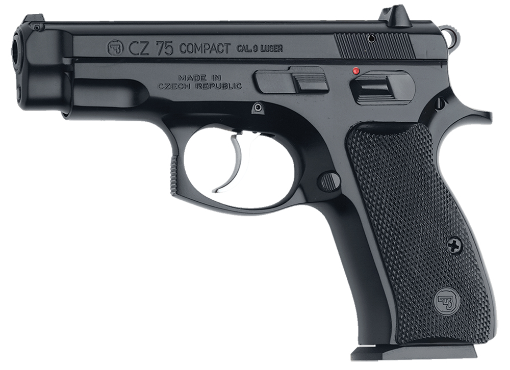 CZUSA 01190 CZ 75 Compact CA Compliant 9mm Luger 3.75 Inch 101 Overall Black Finish with Inside Railed Steel Slide, Polymer Grip  NonTilted Barrel | 806703011905