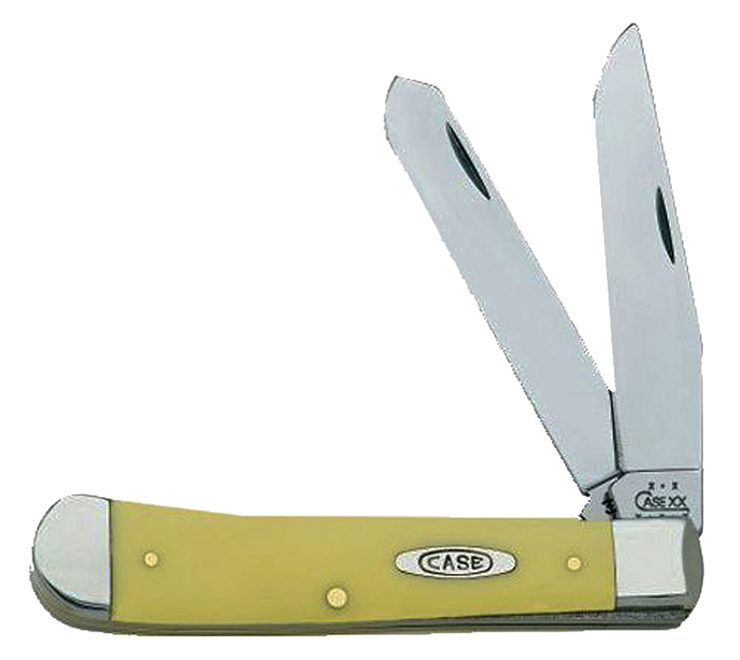 Case 00161 Trapper  3.25 Inch/3.27 Inch Folding Clip Point/Spey Plain Tumble Polish Chrome Vanadium Steel Blade/Yellow Synthetic Handle | 021205001616
