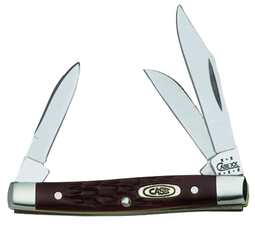 Case 00081 Stockman  Small 2 Inch/1.5 Inch/1.49 Inch Folding Clip/Sheepfoot/Pen Plain AsGround Stainless Steel Blade/ Brown Jigged Synthetic Handle | 021205000817