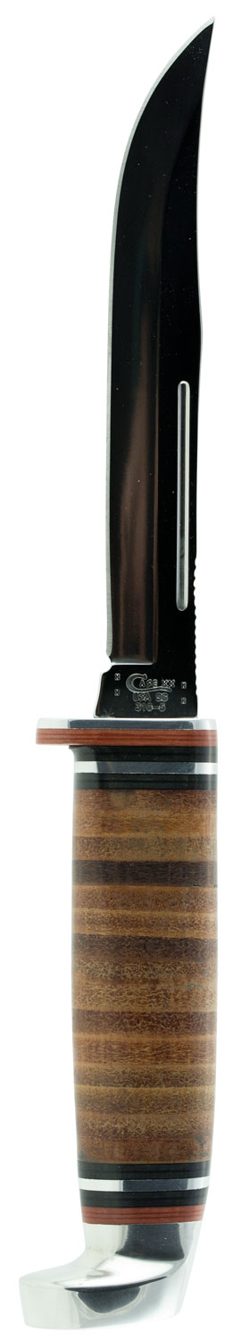 Case 00381 Hunter  5 Inch Fixed Clip Point Plain Mirror Polished TruSharp SS Blade/4.50 Inch Grooved Leather Handle Includes Sheath | 021205003818