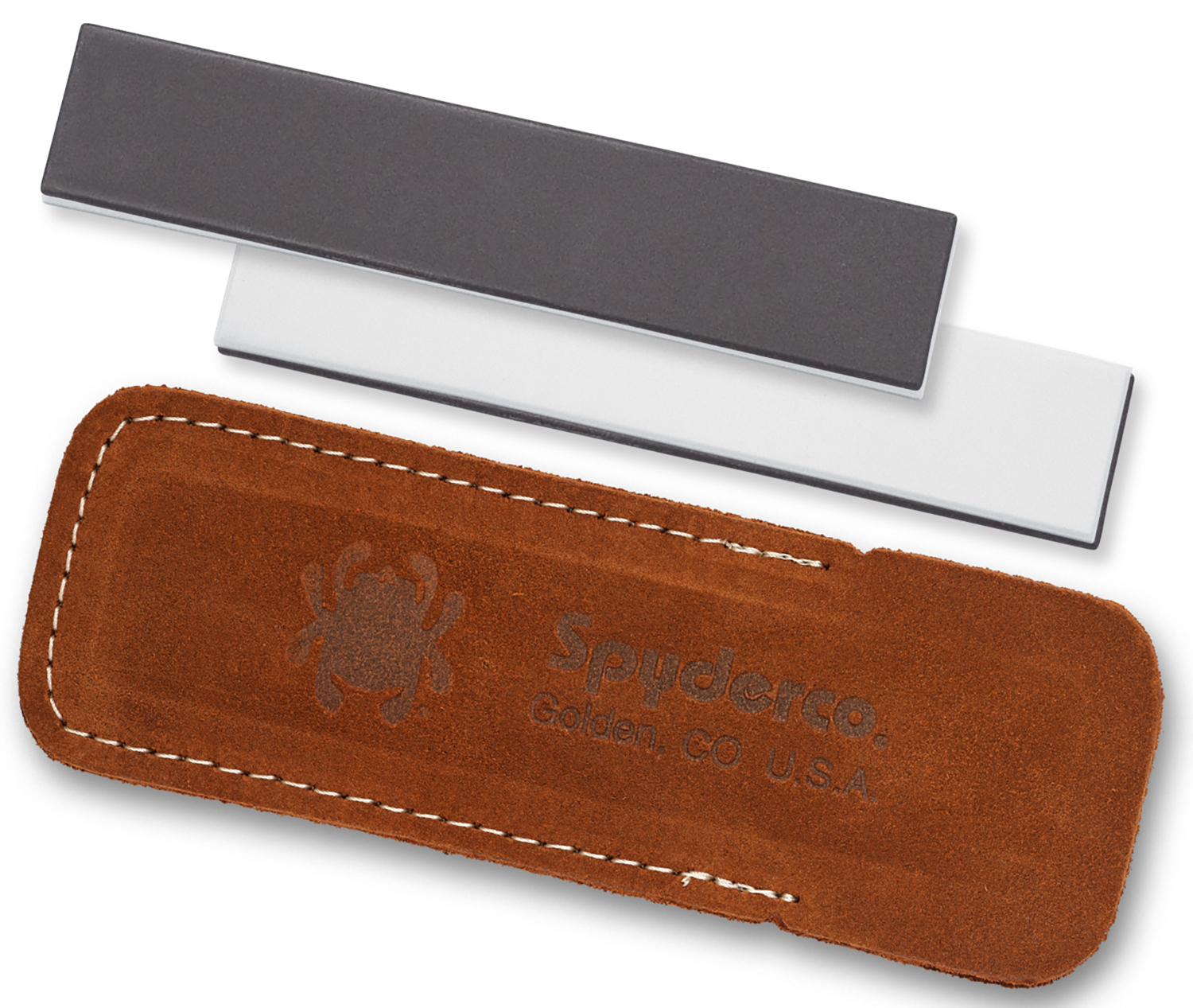 Spyderco 303MF Double Stuff Sharpening Stone Ceramic Stone Sharpener Medium/Fine Black/White | 716104640249