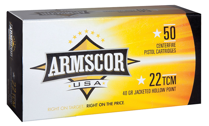 Armscor FAC22TCM1N USA  22 TCM 40 gr Jacketed Hollow Point (JHP) 50 Per Box/20 Cs