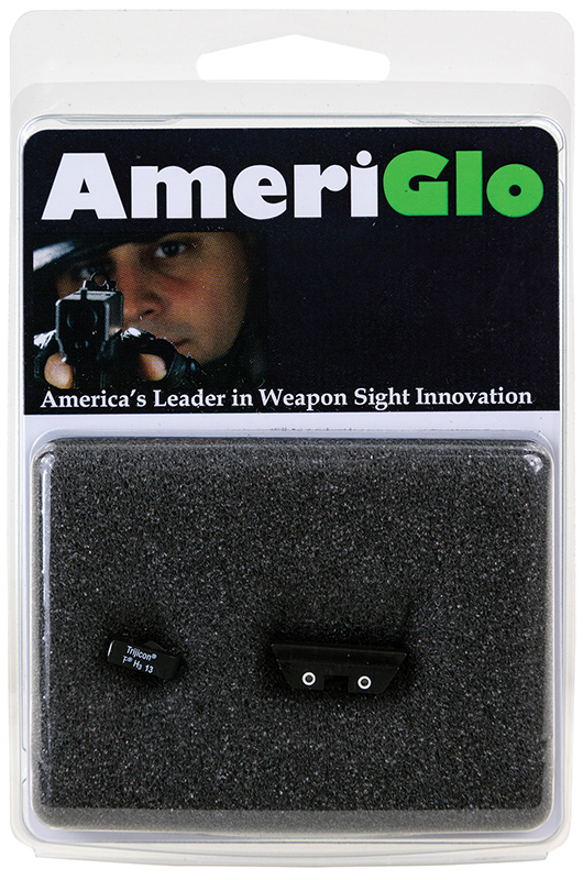 AmeriGlo GL115 Classic Tritium Sight Set for Glock  Black | Green Tritium with White Outline Front Sight Yellow Tritium with White Outline Rear Sight