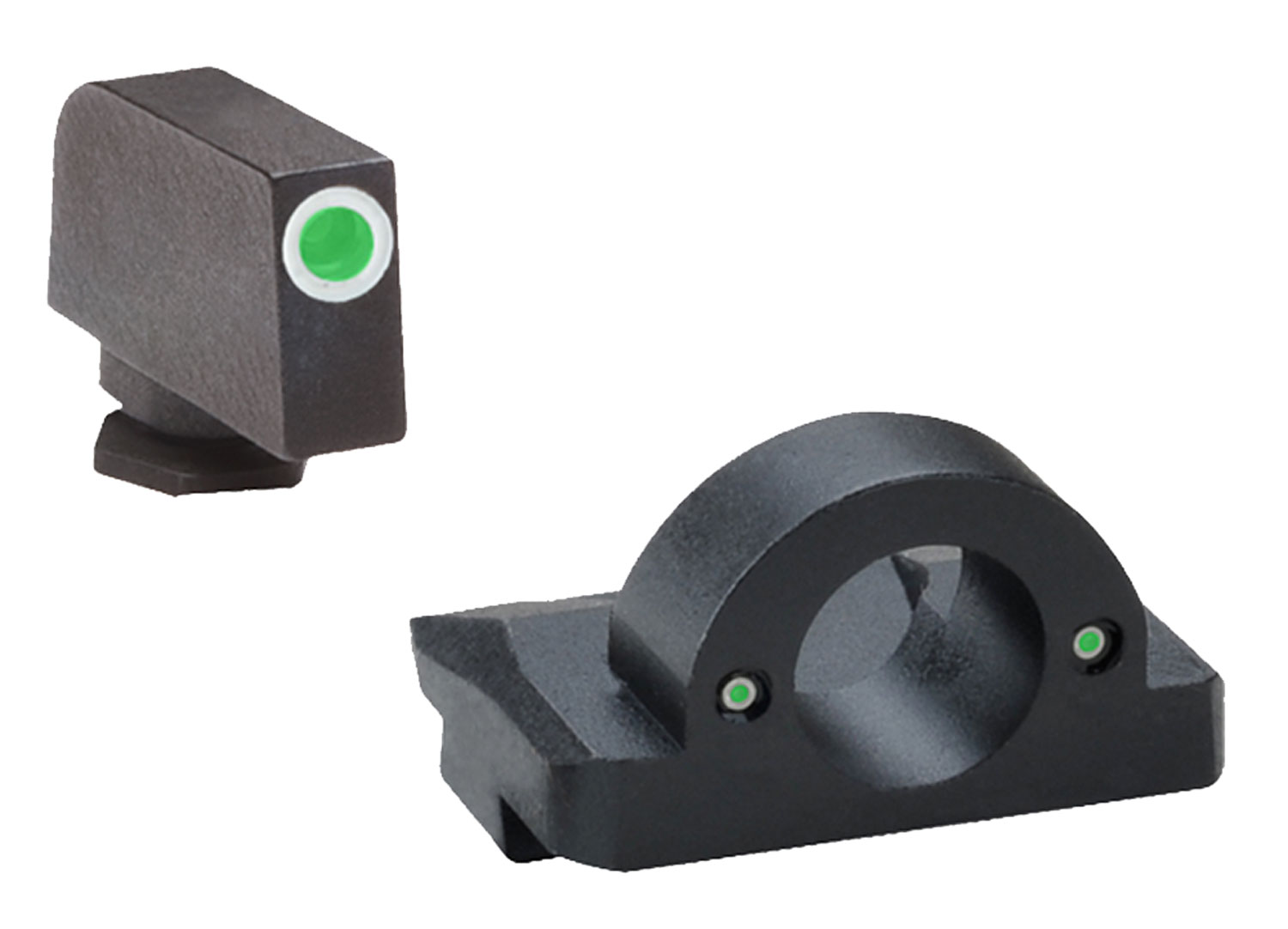 AmeriGlo GL125 Ghost Ring Sight Set Tritium Green with White Outline Front, Green Rear Black Frame Compatible w/Most Glock Gen1-4