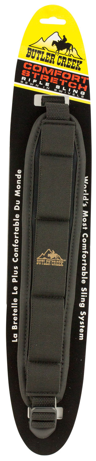 Butler Creek 81013 Comfort Stretch Sling made of Black Neoprene with Non-Slip Grippers, Adjustable Design & QD Swivels for Rifles