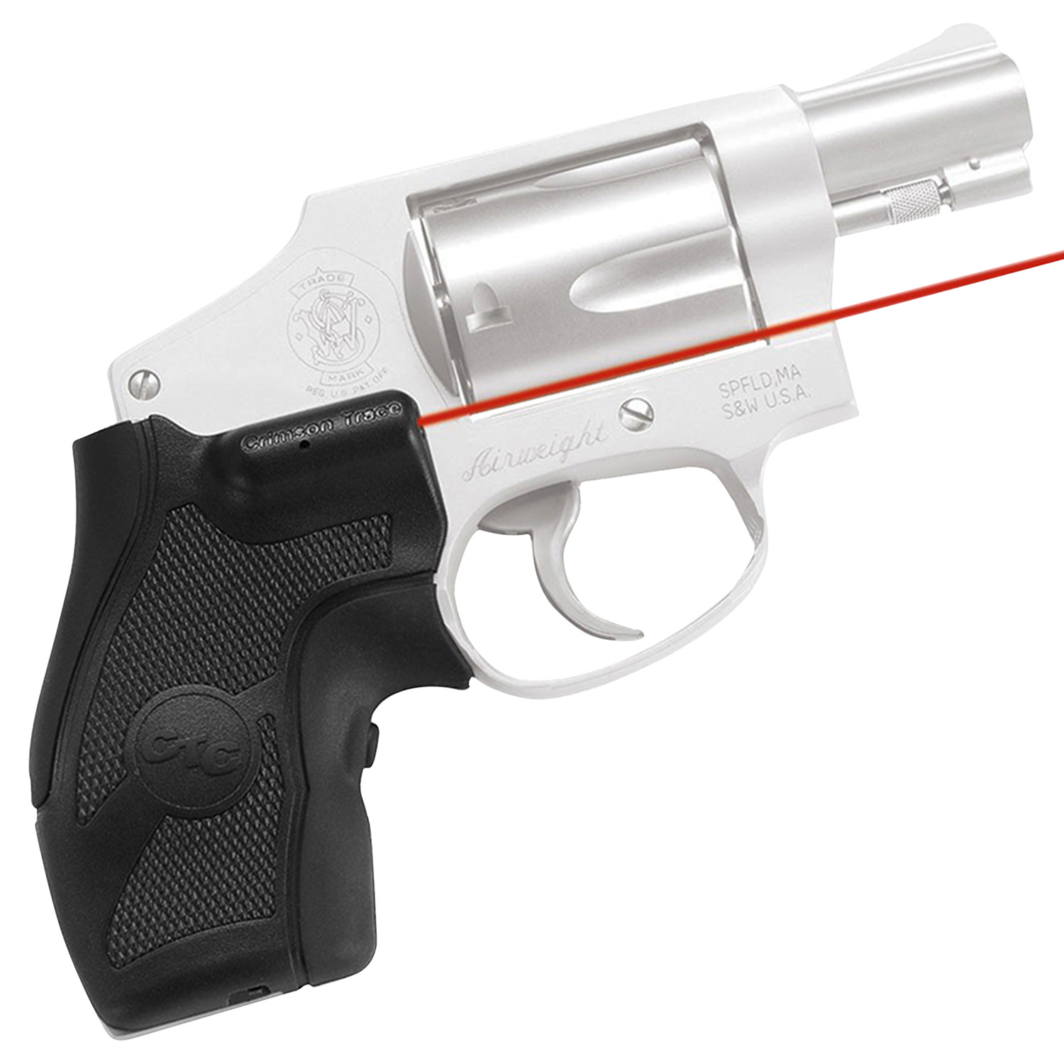 Crimson Trace LG405 Lasergrips  5mW Red Laser with 633nM Wavelength & Black Finish for Compact Round Butt S&W J Frame
