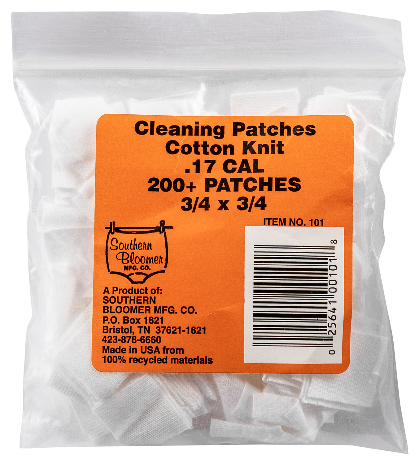 Southern Bloomer 101 Cleaning Patches  17 Cal Cotton 200 Per Pack  | .17 | 025641001018