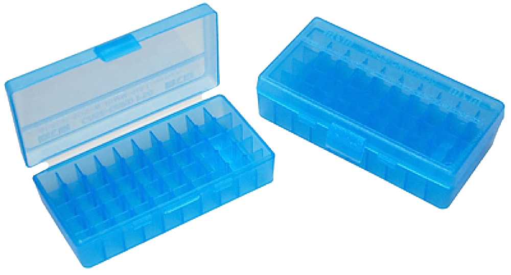 MTM CaseGard P503824 Ammo Box FlipTop Multi Caliber Handgun Clear Blue Polypropylene 50rd | 026057107240