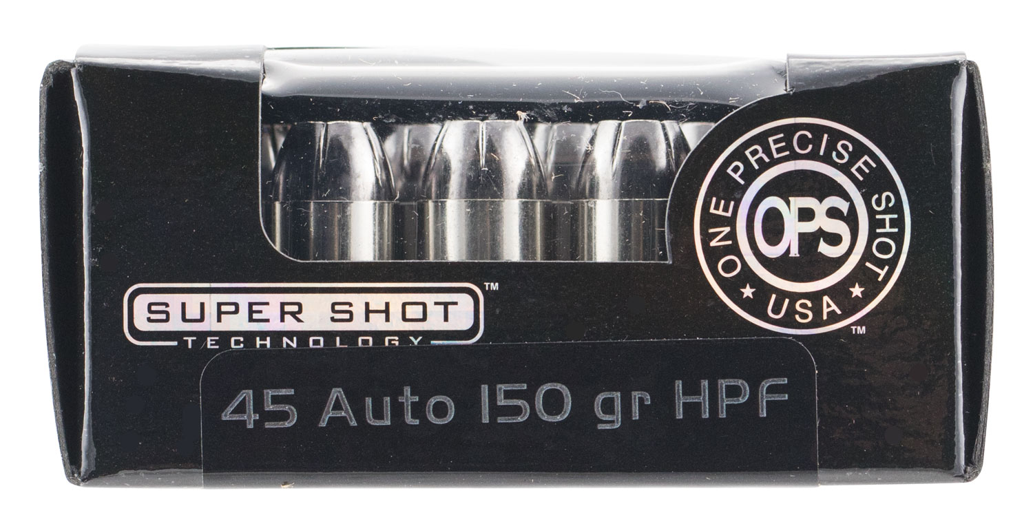 Ammo Inc 45150HPF OPS 45 Automatic Colt Pistol (ACP) 150 GR Hollow Point 20 Bx/ 10 Cs