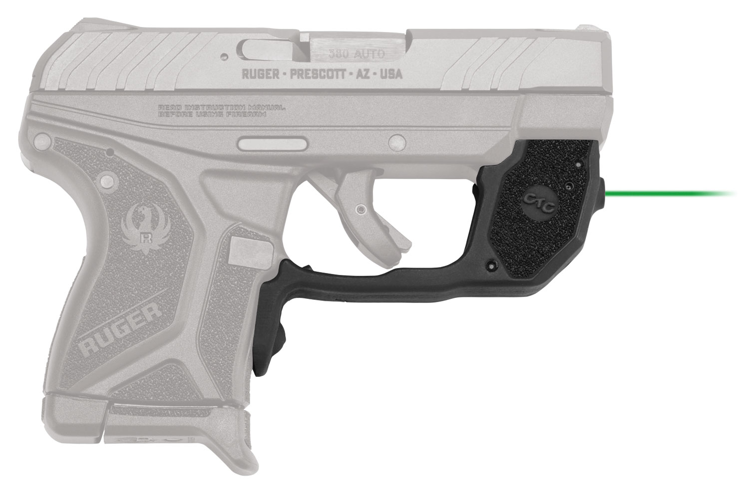 Crimson Trace LG497G Laserguard  5mW Green Laser with 532nM Wavelength & 50 ft Range Black Finish for Ruger LCP II