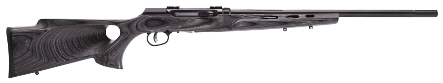 Savage Arms 47005 A17 Target Full Size 17 HMR 101 22 Inch Black Heavy Fluted Barrel, High Luster Drilled  Tapped Carbon Steel Receiver, Satin Gray Thumbhole Laminate Stock, Right Hand  | .17 HMR | 011356470058