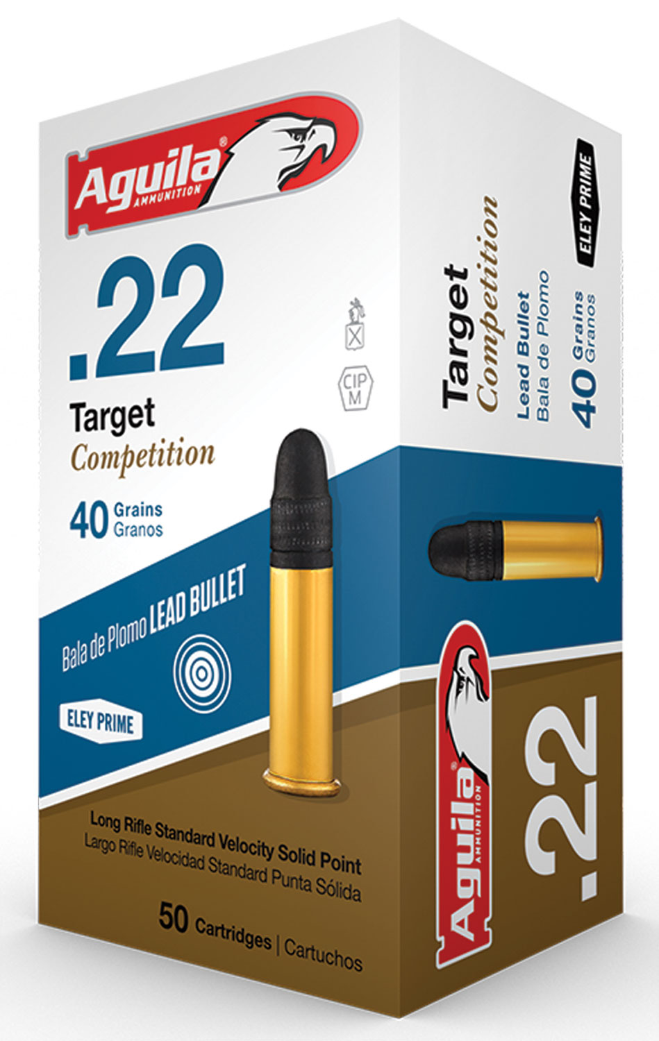 Aguila 1B222514 Match Competition Standard Velocity 22 Long Rifle (LR) 40 GR Lead Round Nose 50 Bx/ 100 Cs